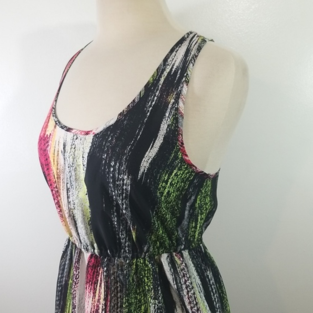 Love Fire High-Low Multicolor Pattern Racerback Dress Medium - Picture 5 of 11